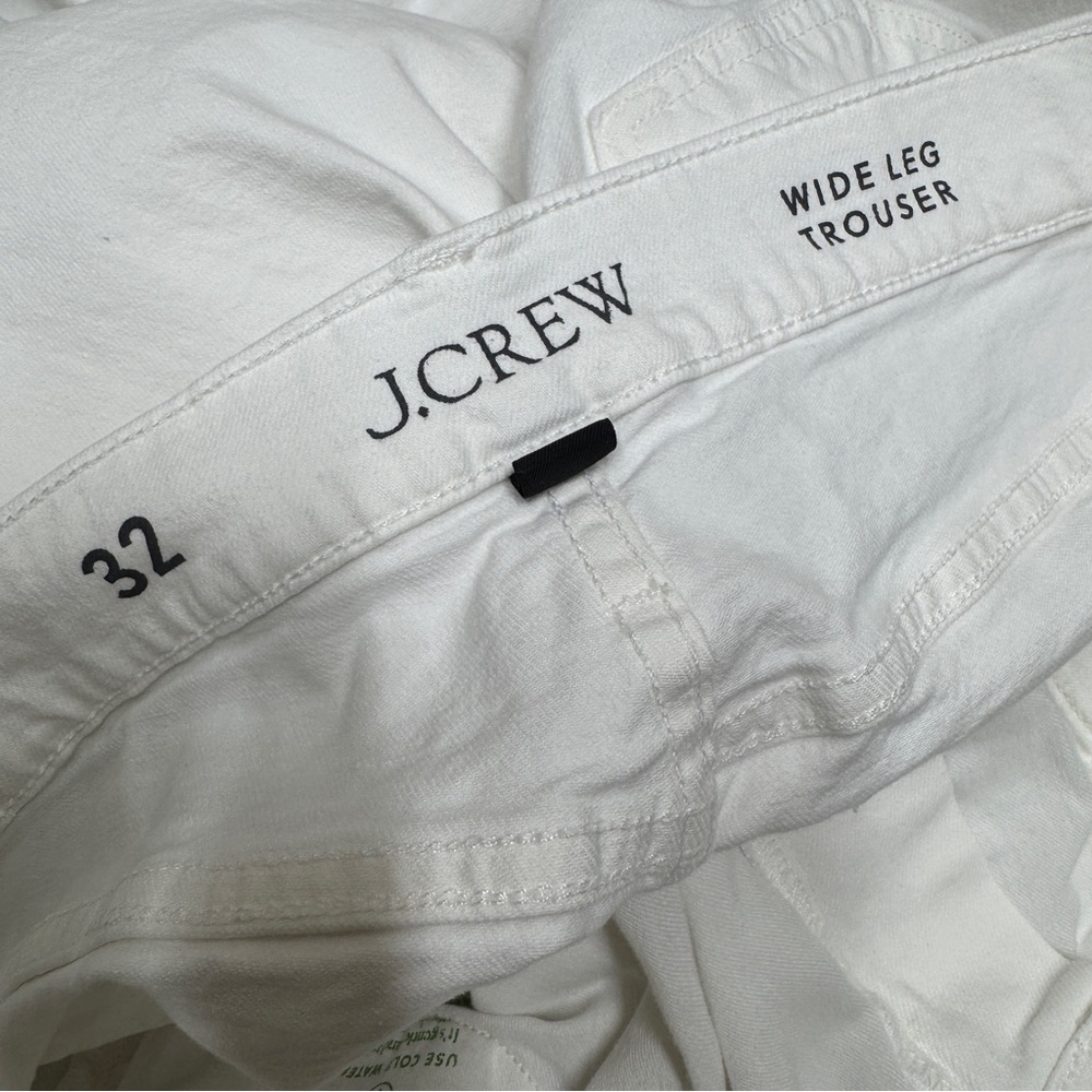 {J. Crew} "Wide Leg Trouser" White High Rise Relaxed Loose Baggy Denim Jeans - Picture 4 of 7